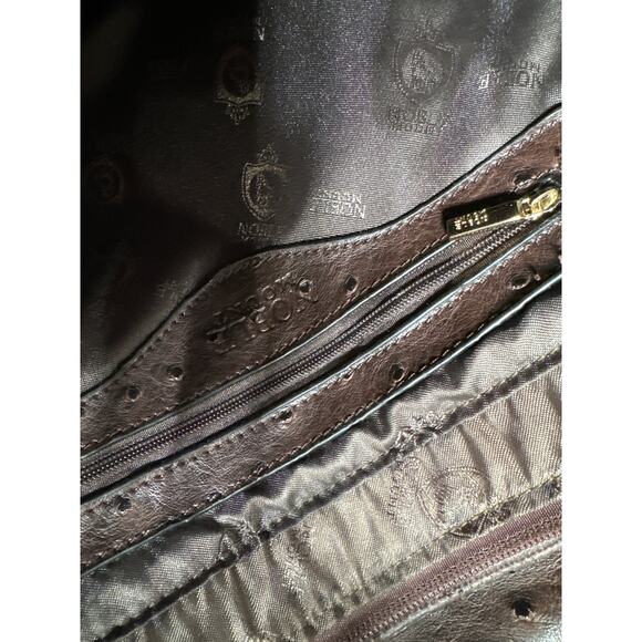 Noble Mount Ostrich finish satchel crossbody bag purse brown - Picture 9 of 9